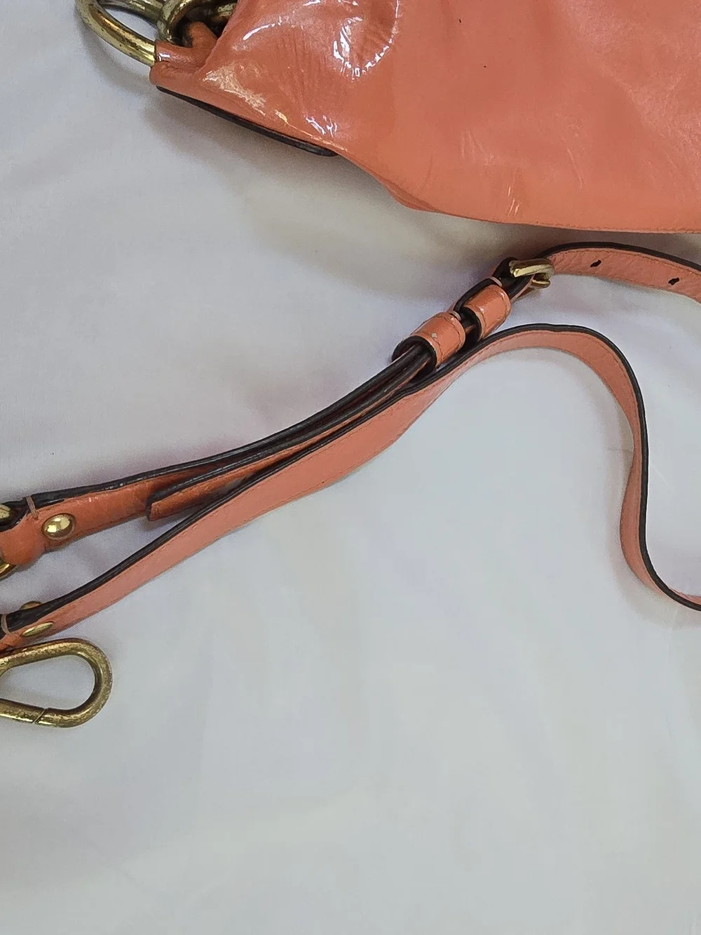 Coach Kristin 16948 Coral Patent Leather Convertible Hobo Bag